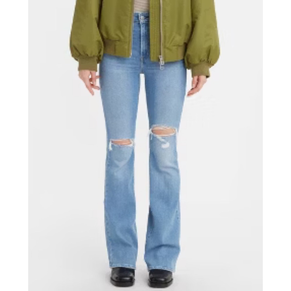 Levi's 726 High Rise Flare Jeans Light Wash Distressed Women's 30 x 30 Waterless
